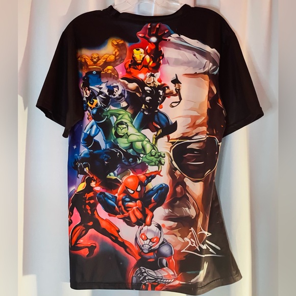 Size Medium Marvel Avengers Stan Lee Face All over graphic light material tee - Picture 2 of 4